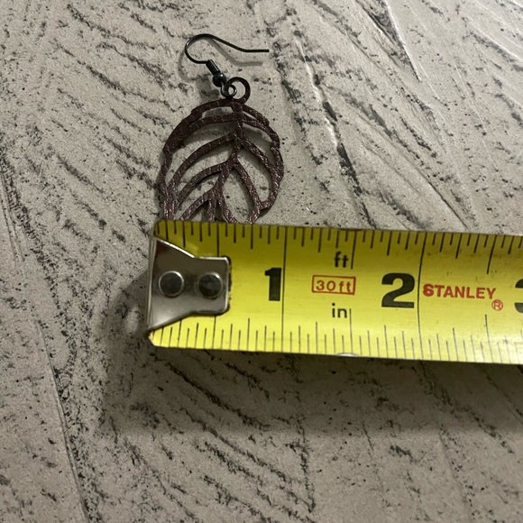 Faux Leather Leaf Earrings - Picture 5 of 6